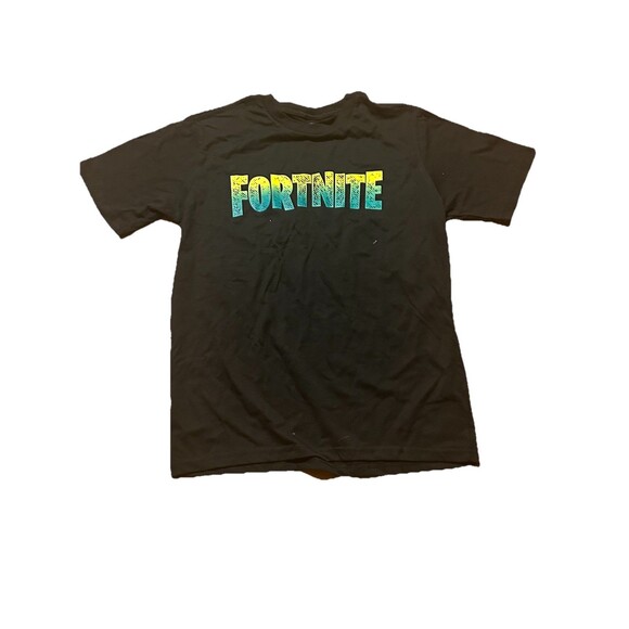 Fortnite Youth L 10/12 T-Shirt Black Blue Yellow Logo Gamer Graphic Tee Epic - Picture 1 of 3